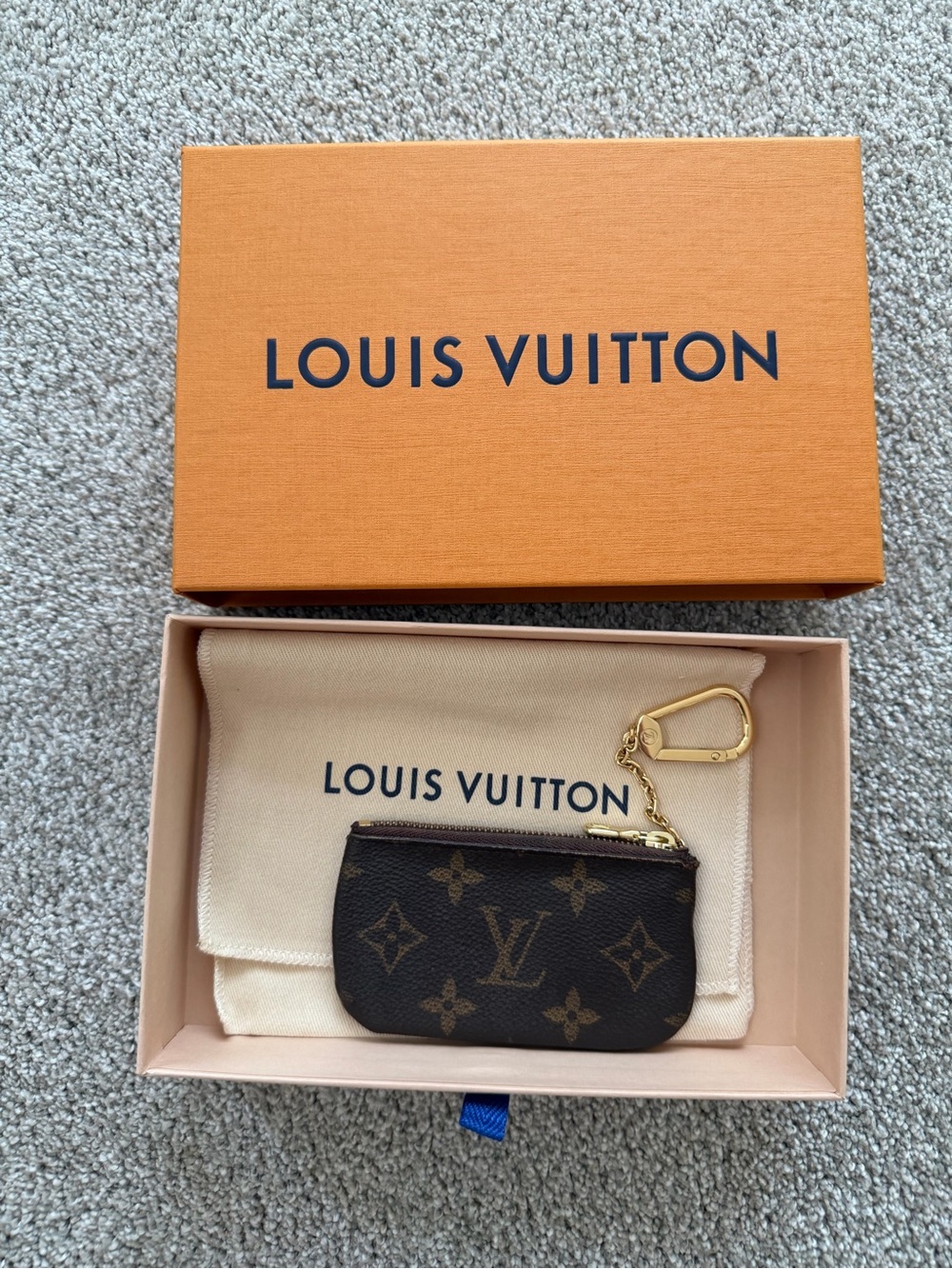 Louis Vuitton Monogram Key Pouch w/ Box, Dust Bag